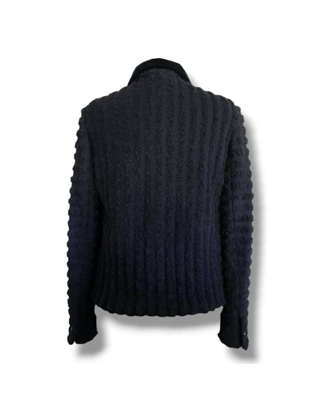 Vintage 1970s Courreges Paris Jacket Size C US Medium Large Black Boucle Wool - Picture 8 of 13